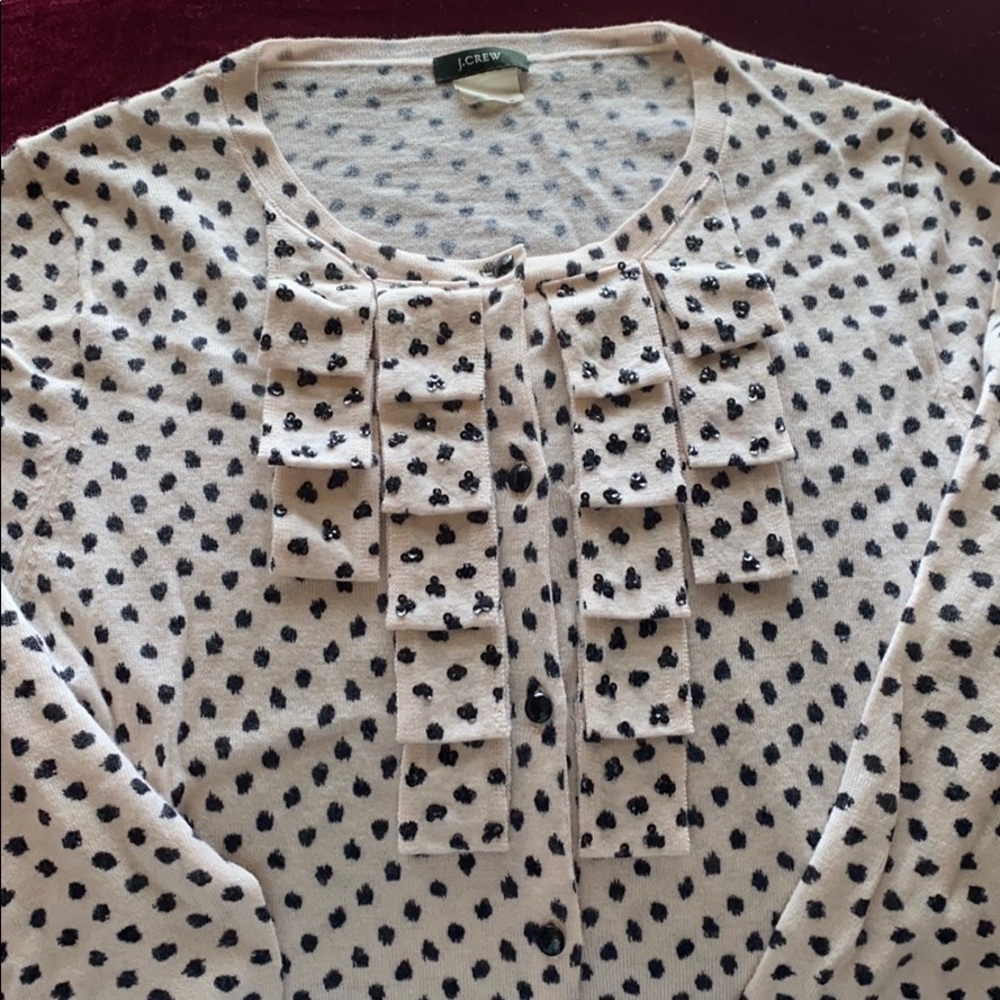 J.Crew Petal Pink Black Merino Wool Cardigan S